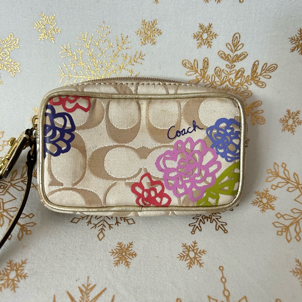 Coach Vintage Signature Floral Appliqué Mini Top Handle Bag/Wristlet - Picture 4 of 8